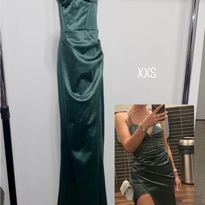Elegant Green Satin Dress